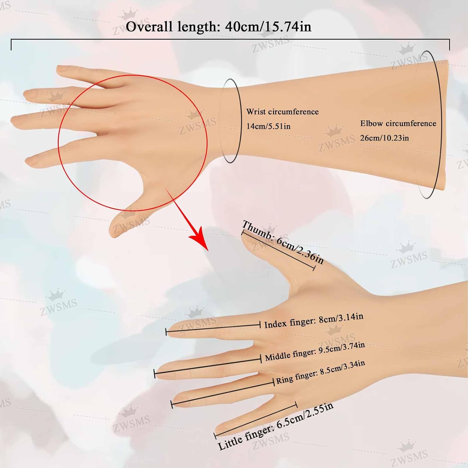 Silicone Crossdressing Gloves Realistic Female Skin Full Length Arm Hiding Scar Fake Hands Enhance ​Transgenders Cospl