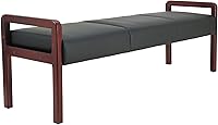 Alera ALE Reception Lounge WL Series Bench - 65 3/4 x 22 1/4 x 22 7/8 Black/Mahogany Leather Seating