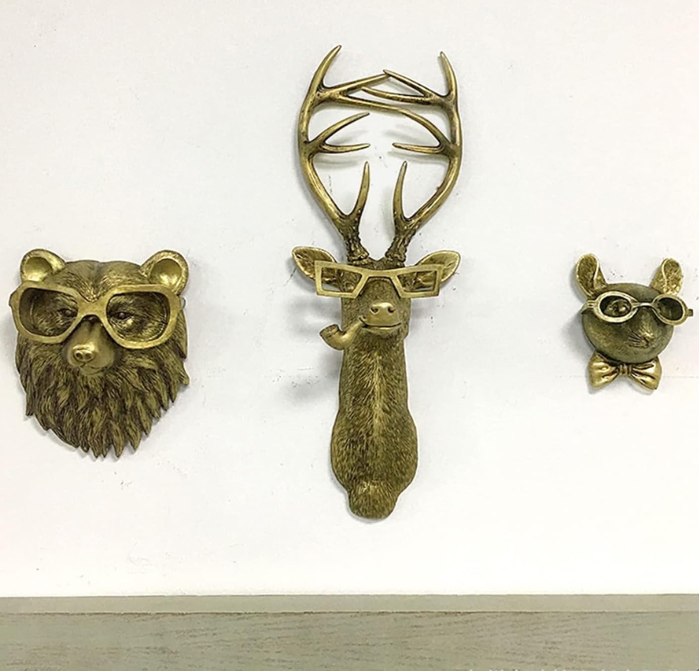 HEITIGN Home Decor Bronzed Resin Animal Hanging Sculpture Sunscreen Animal Wall Hanging Ornaments Home Gardening and Decoration Ideal Gift Choice (5PCS Set)