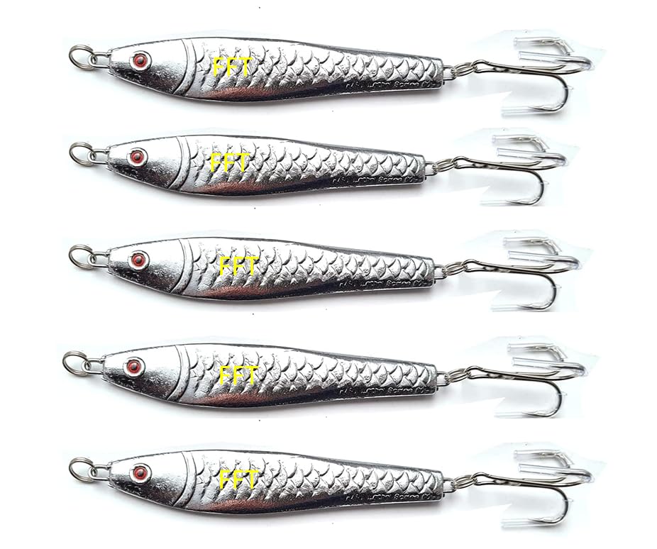FFT 5 x 60g Razor Claw Chrome Silver Spinner lure Mackerel Bass Pier Boat fishing