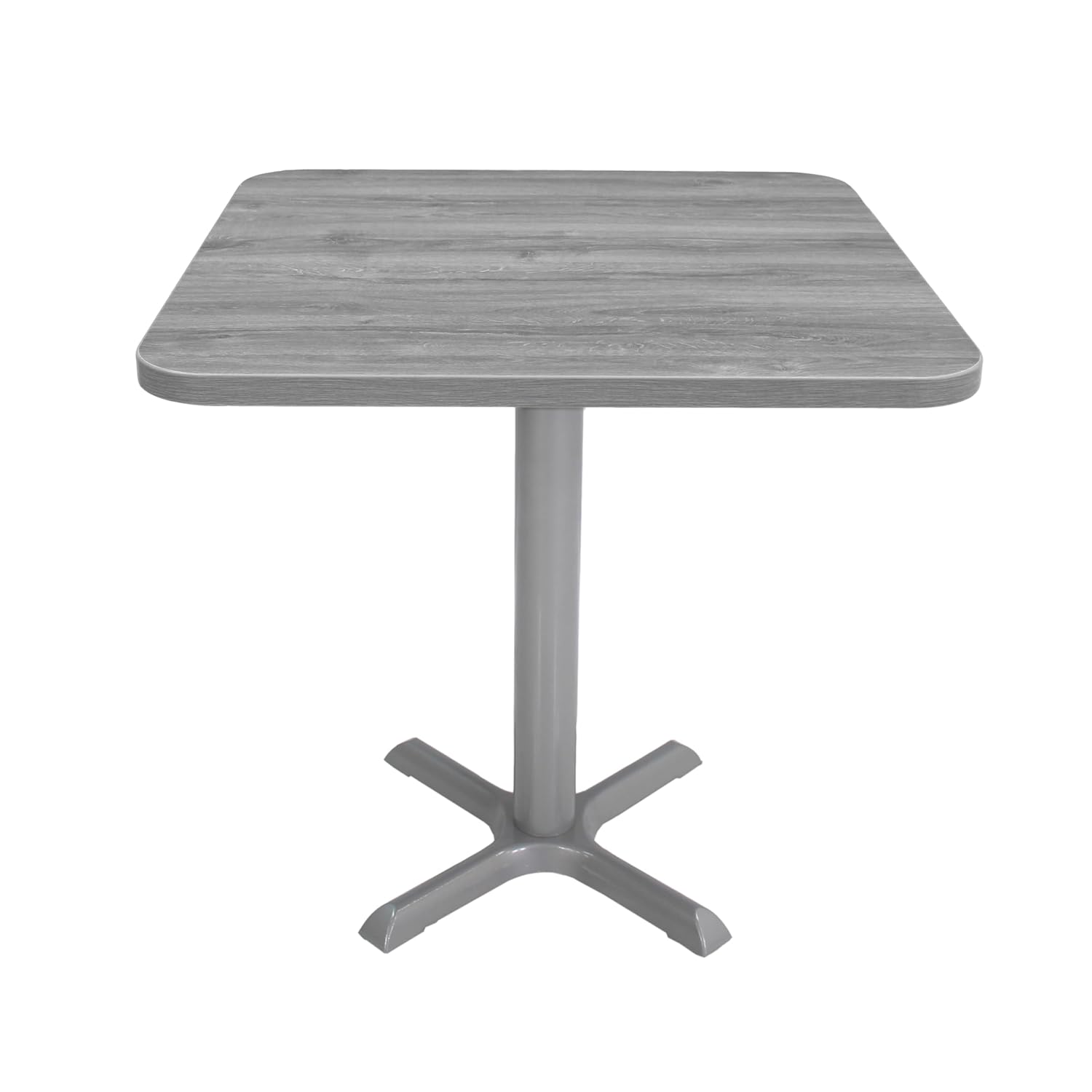 Factory Direct Partners 13376-280 30" x 30" Square Café Bistro Table; Modern Dining, Coffee, Cocktail Table for Small Spaces - Gray Wood Top/Black Base