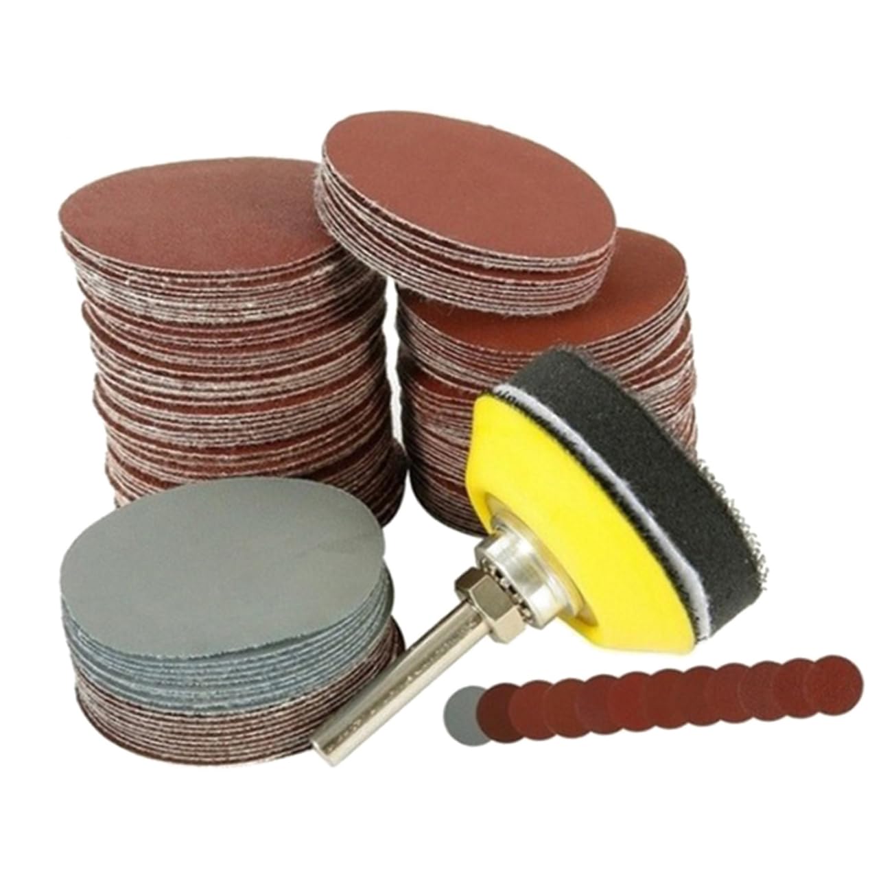 100Pcs Round Self Adhesion Emery Papers for Wood Products Yellow | Flocking Style, Simple Useful Design, Easy to Use, Good Workmanship Details, Emery Material