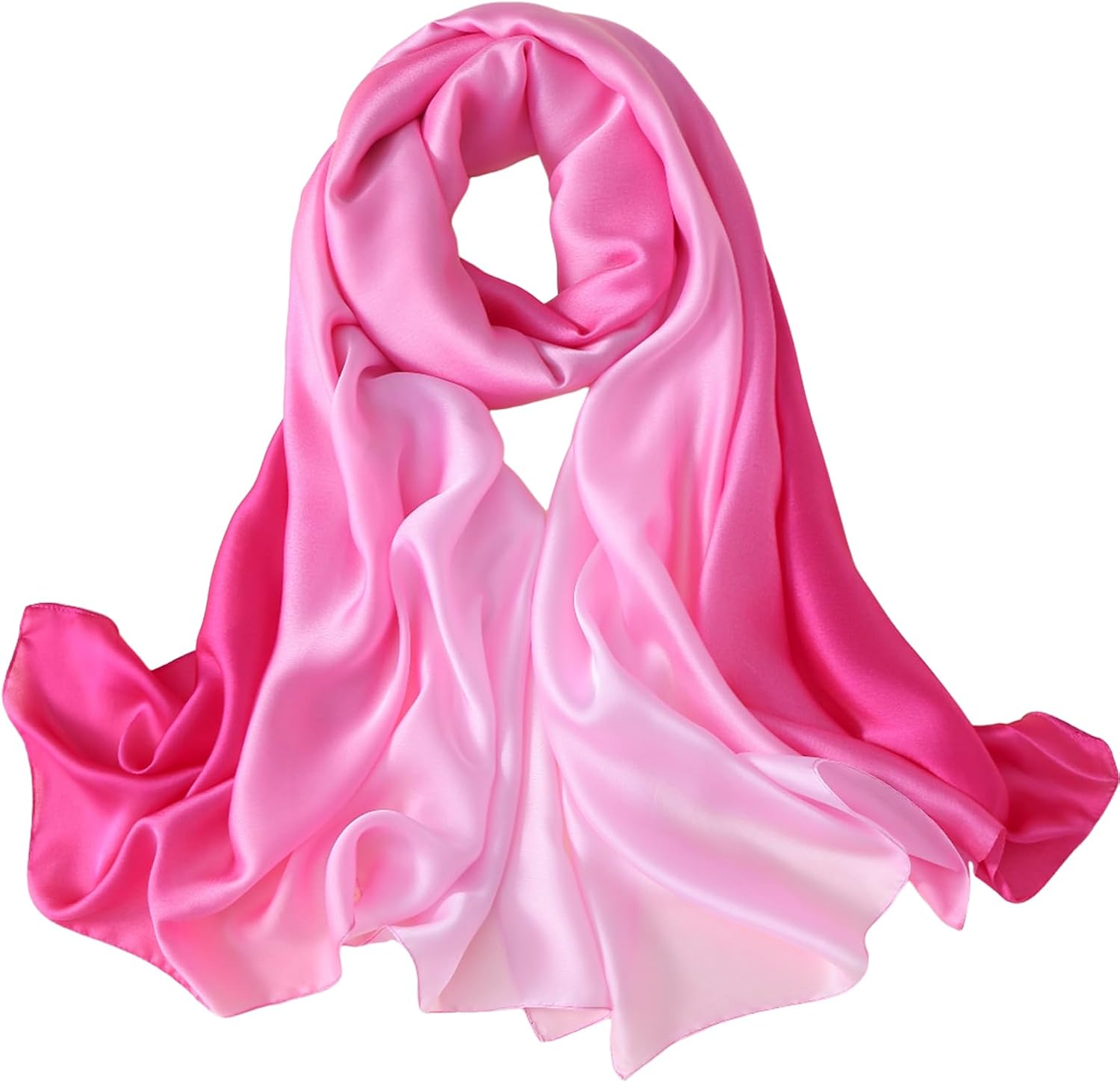 ZMC Long Silk Feeling Scarf,Smooth Gradient Scarf Stripe Lightweight Sun-proof Shawl Wrap Headscarf for Women Spring Summer