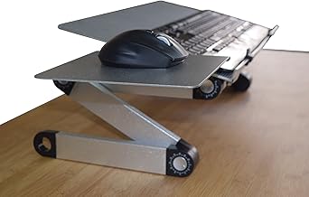 WorkEZ Keyboard and Mouse Tray ergonomic on-desk riser stand adjustable height angle negative tilt Raise computer keyboards to Standing Height sit stand-up standing accessories lift silver