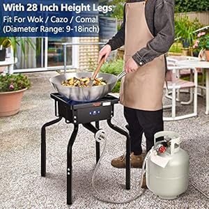 Arc 200000btu propane burner camp stove for outdoor cookingwith removable legsideal for woks skillets and pots  urban country home decor