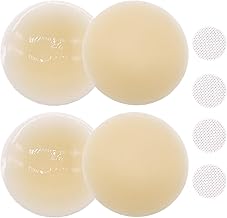 lumcov 2 Paires Cache-tétons adhésifs réutilisables en Silicone Doux,Réutilisable Cache-tétons,Cache Teton Femme,Cache-tétons Auto-adhésif Invisible en Silicone Nipple Cover[8cm,Couleur-2]
