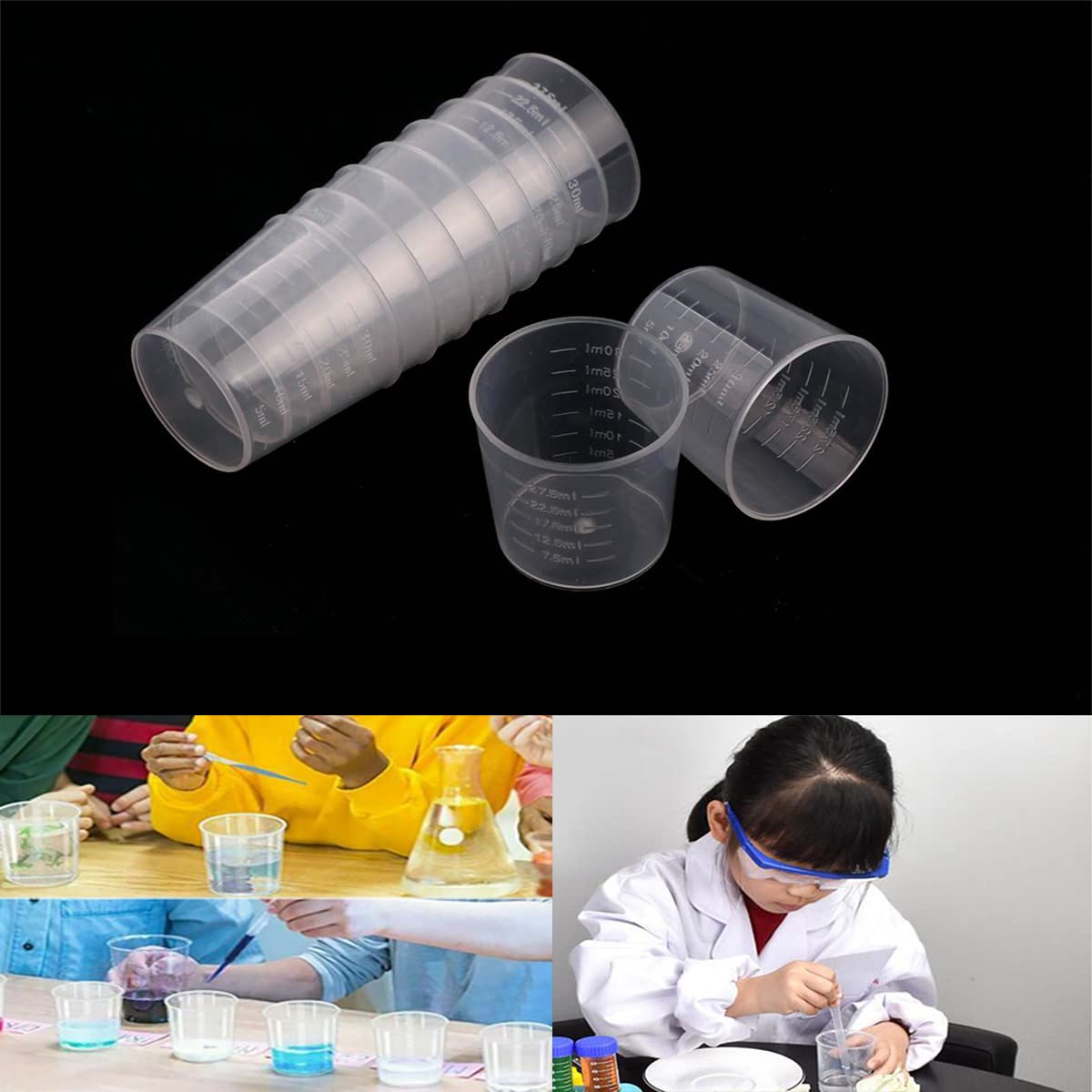 150 Pcs Plastic Mixing Cups with 3ML Disposable Droppers and 11.5cm Mixing Sticks - Reusable Measuring Jugs for Resin, Paint, and Epoxy