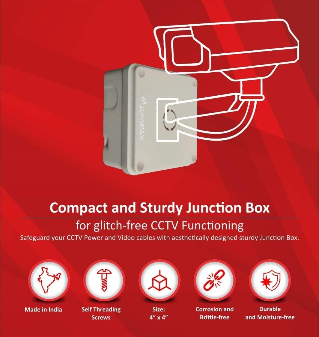 PVC Square Junction Box for CCTV Cameras 5 * 5 with Rubber ENCLOUSRE Water PROFF All Weather Supported Outdoor Indoor Usage Heavy Duty for Dahua Hikvision CP Plus Camera (5 * 5 IP 66 with Gland, 1)