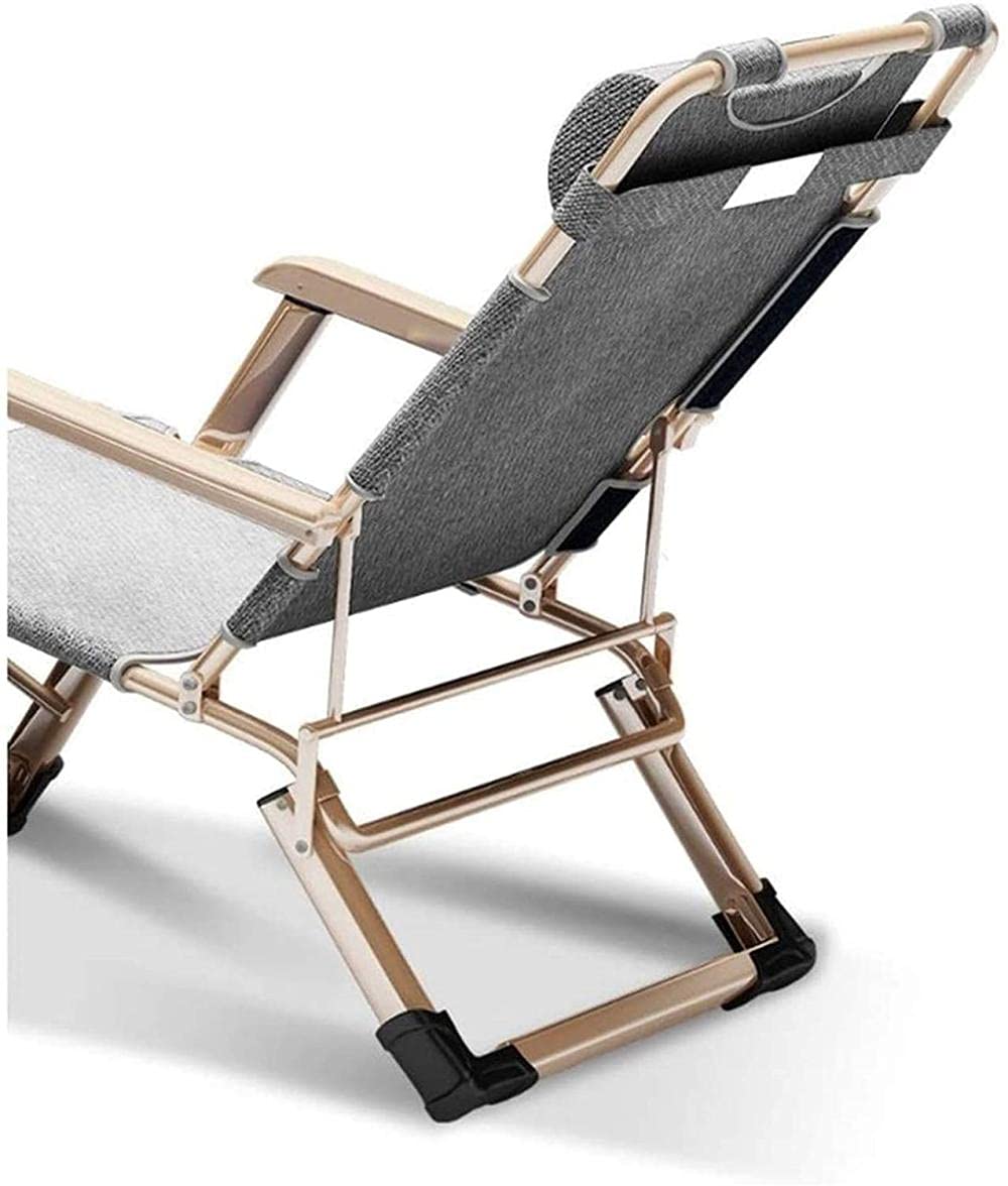 sdneNest Tumbona reclinable ajustable para jardín, plegable, marco de aluminio, colchón grueso de tres patas, almohada extraíble, color gris, azul B