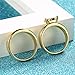 Narica 2pcs Yellow Gold Plated Heart Rings Set Two-in-One Halo Round Cut CZ Cubic Zirconia Pave Filled Engagement Wedding Women's Promise Band for Lover Bridal Mom Her Jewlery 7#