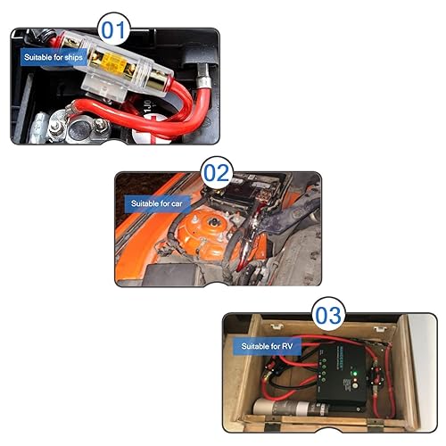 Miniatura 5 de Fielect Portafusibles AGU en línea con fusible de 80 amperios para audio de coche, amplificador de alarma, audio de camión, compresores