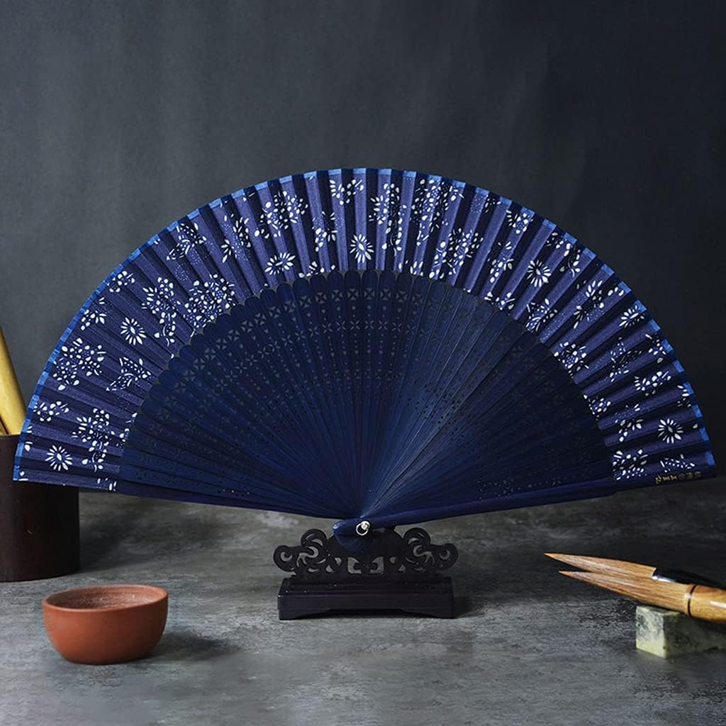 Antique Hand Fan Folding Fan Chinese Style Silk Fan Bamboo Handheld Fan for Women Party Wedding Dance Decoration Fan Hand Paper Folding Props Vintage Style (F)