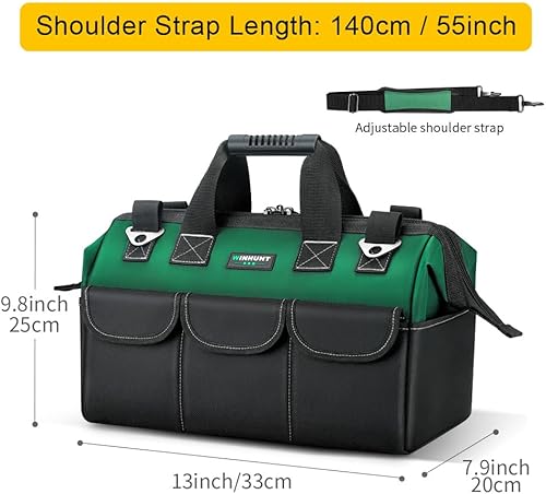 Miniatura 2 de Bolsa de herramientas, organizador de bolsas de herramientas de 13 pulgadas, bolsa de almacenamiento de herramientas con boca ancha, correas de