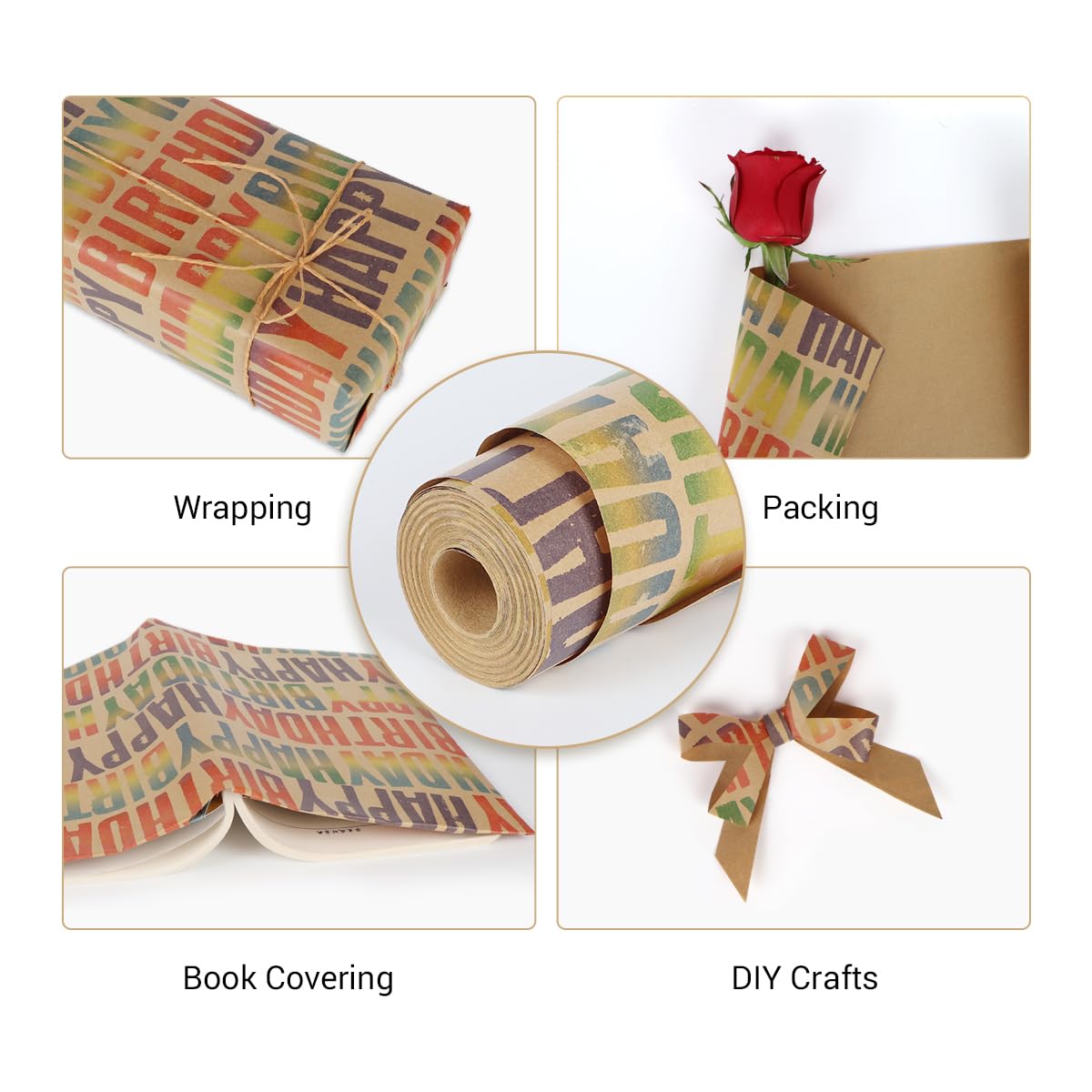 Rotolo Carta Regalo Compleanno - 15m Con Stampa 'Happy Birthday' Ed Eco-Friendly - Foto 12