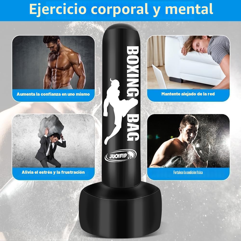 180cm Pesado Saco de Boxeo Adultos, Freestanding Saco de Boxeo Inflable Kickboxing Bolsa para Entrenamiento MMA Muay Thai Fitness