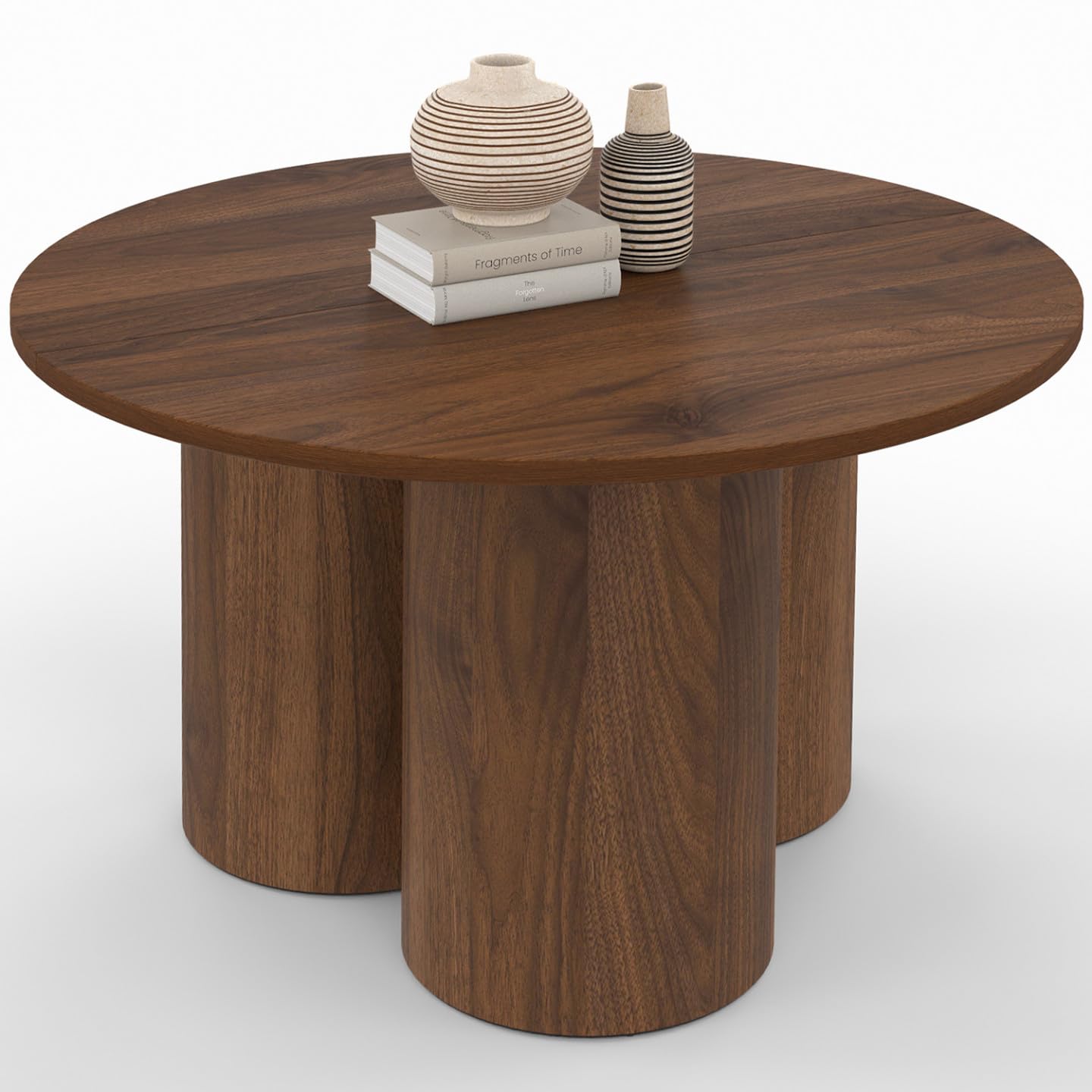 IDMarket Eloise – Mesa baja redonda 70 cm madera efecto nogal