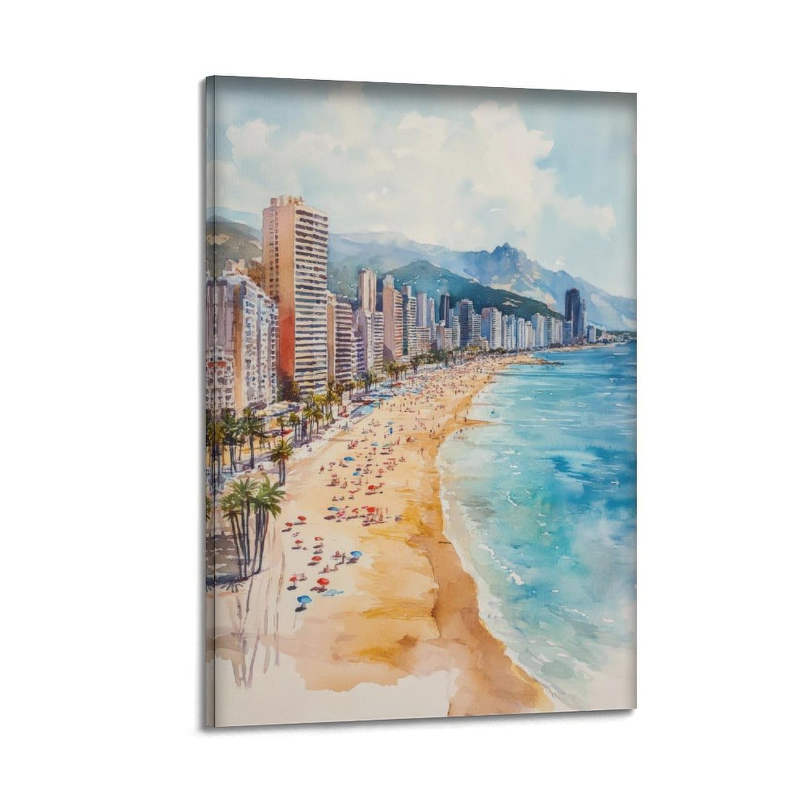 xiaoxiaoshen Benidorm Spain Spanish City Scenic Beach Resort Canvas Poster Wall Art Prints Room Aesthetic Murals Bedroom And Living Decorations 08x12inch(20x30cm)