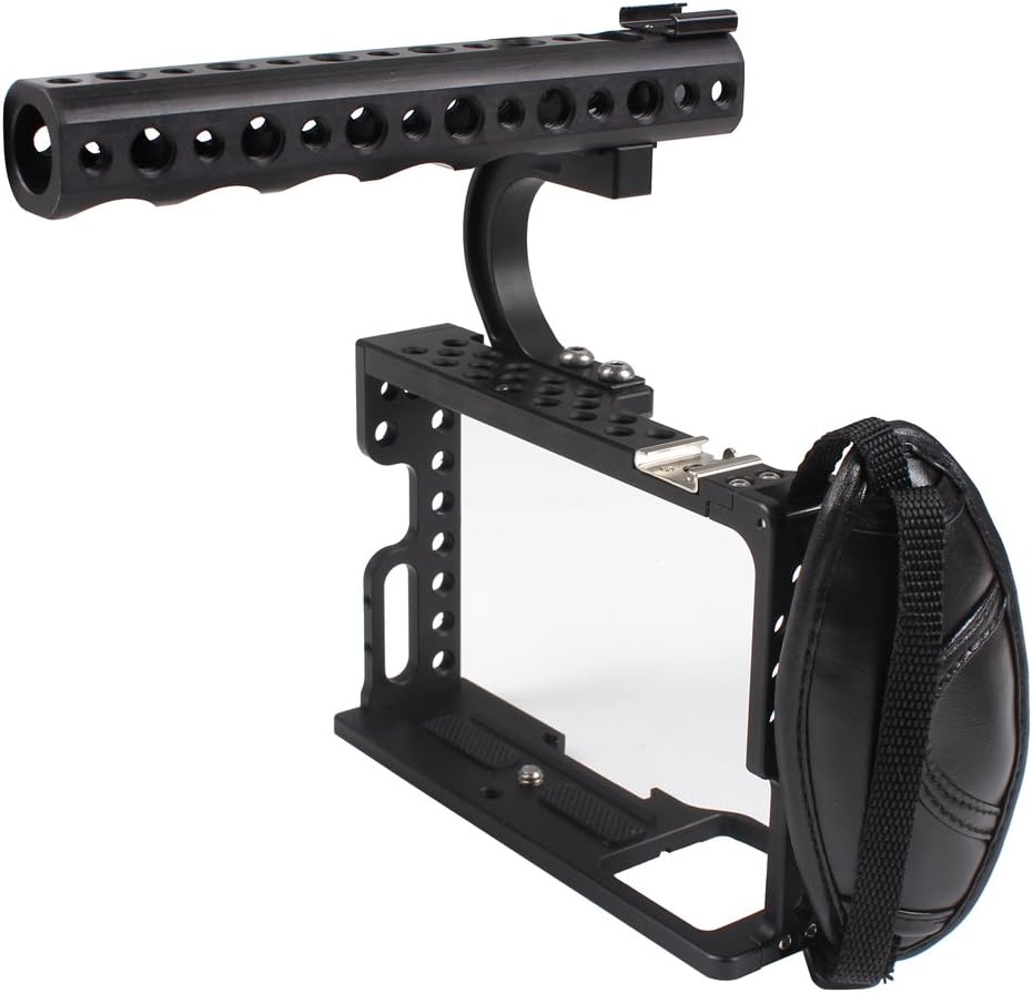 Amazon Zowaysoon デジタル一眼レフカメラケージトップハンドルグリップ Sony A6000カメラリグ用 レザーストラップ