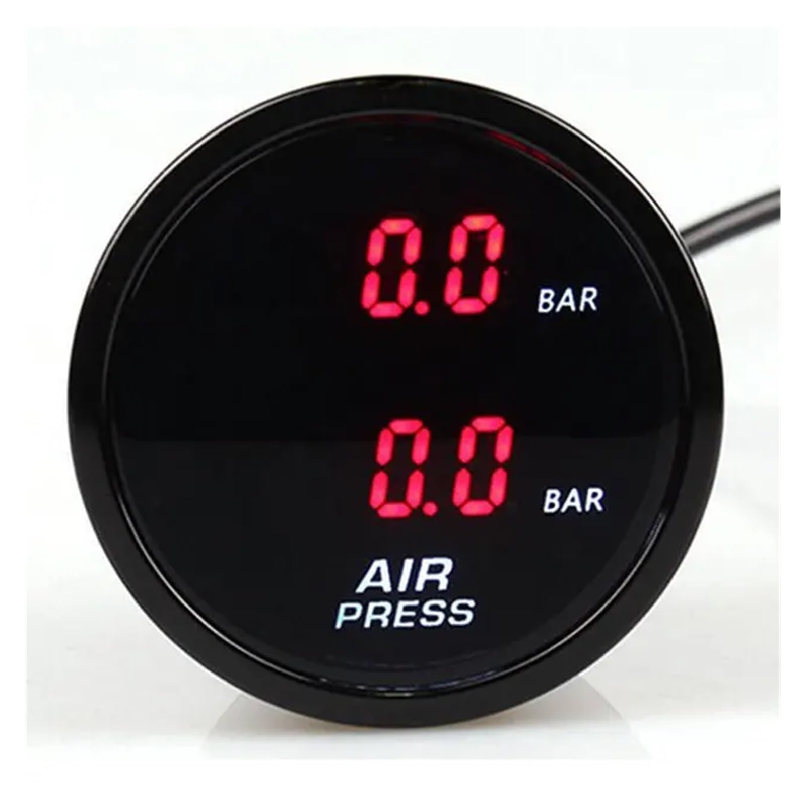 Manómetro, Medidor de presión de aire dual Lectura dual digital de 52 mm, Suspensión neumática PSI de lectura dual digital con sensores eléctricos de 2 piezas | Bar Red