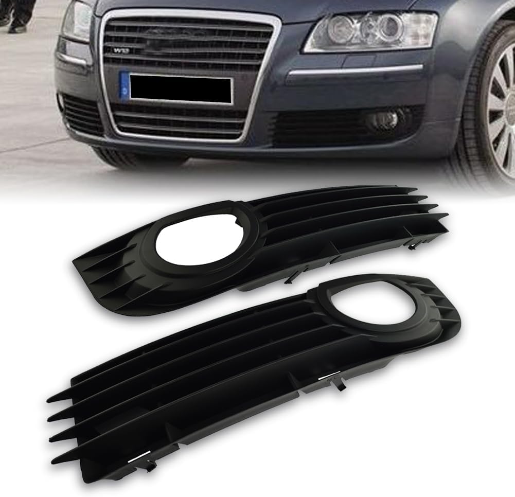 runmade 2pcs ABS Front Lower Fog Light Bumper Grilles Compatible with Audi A8 Quattro 2006 2007 2008 Driver & Passenger Side