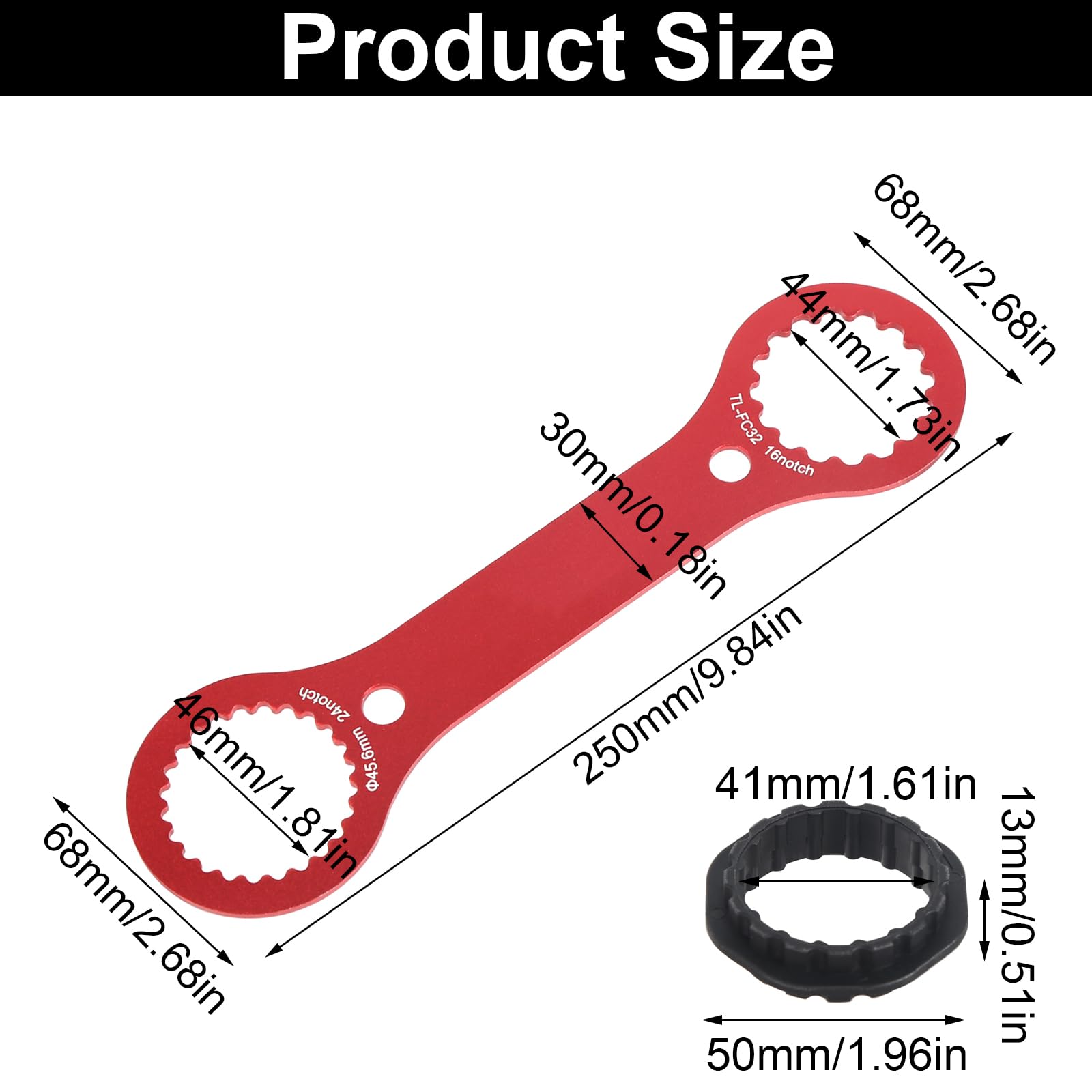 Herramienta Center Lock Para Pedalier De Bicicleta – Llave De Aleación De Aluminio, 24 Dientes, Diámetro 46 Mm, Mango Antideslizante