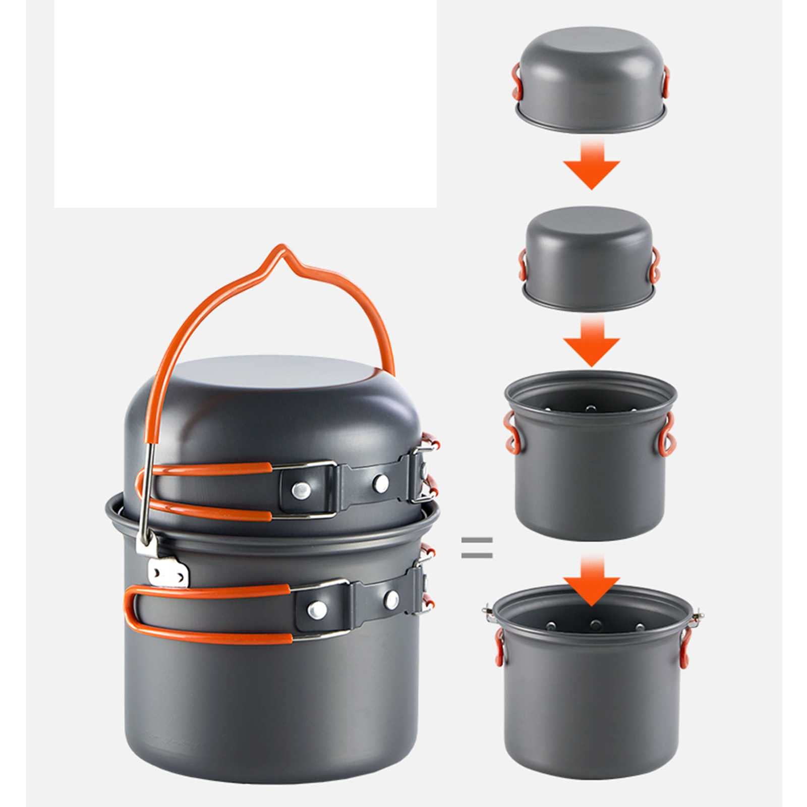 RWRAPS Set di pentole da Campeggio in Quattro Pezzi Set di padelle da Campeggio Portatili Kit di pentole da Campeggio per Esterni Escursionismo Hook Up (B 148 * 180MM) (B 148 * 180MM)