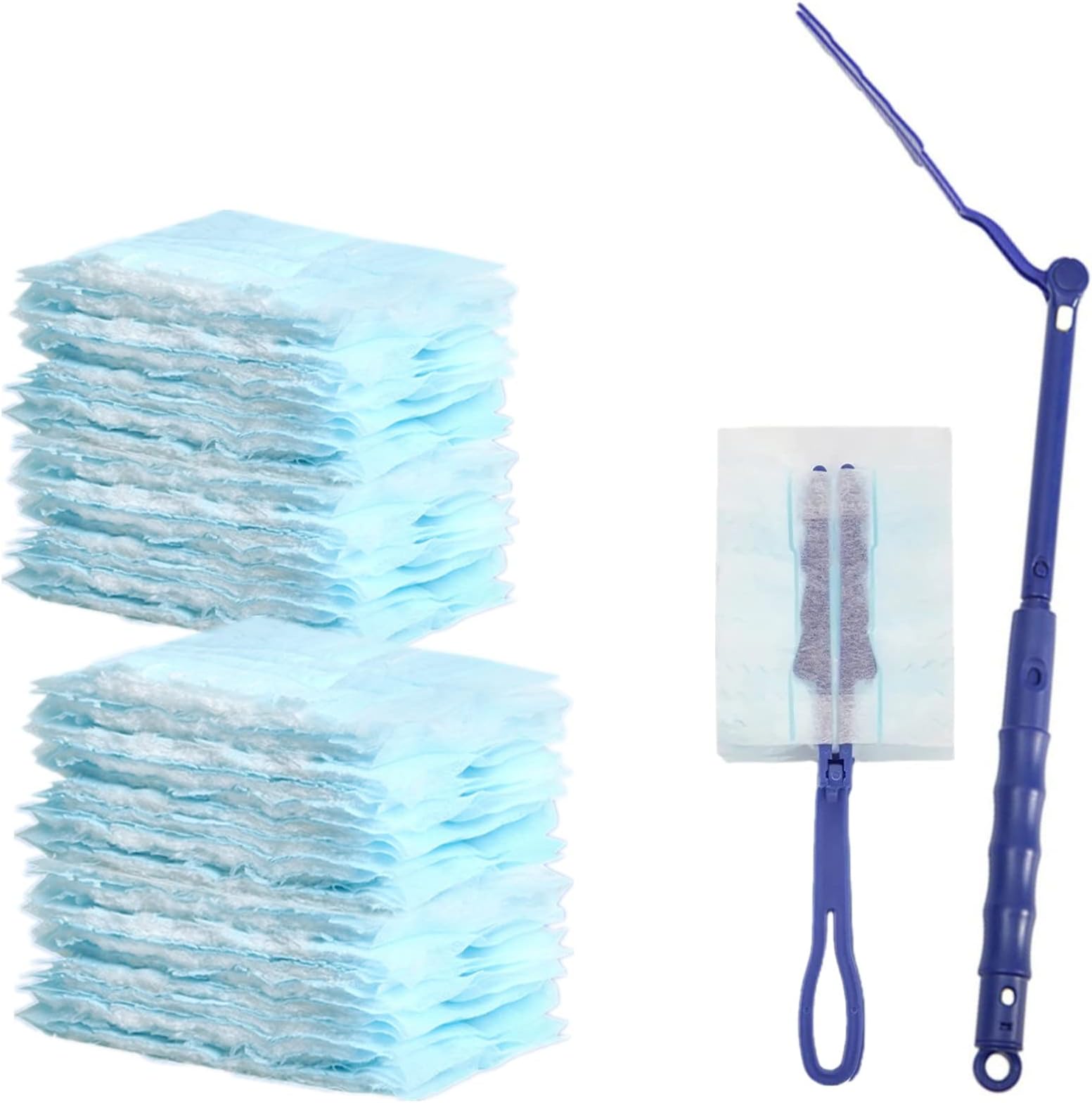 CHEERDO Disposable Dusters Extendable Feather Duster (2 Handle + 20 Duster Refills) Microfiber Hand Duster Washable Duster for Cleaning Blinds, Office, Car (2 Handle + 20Duster Refills)