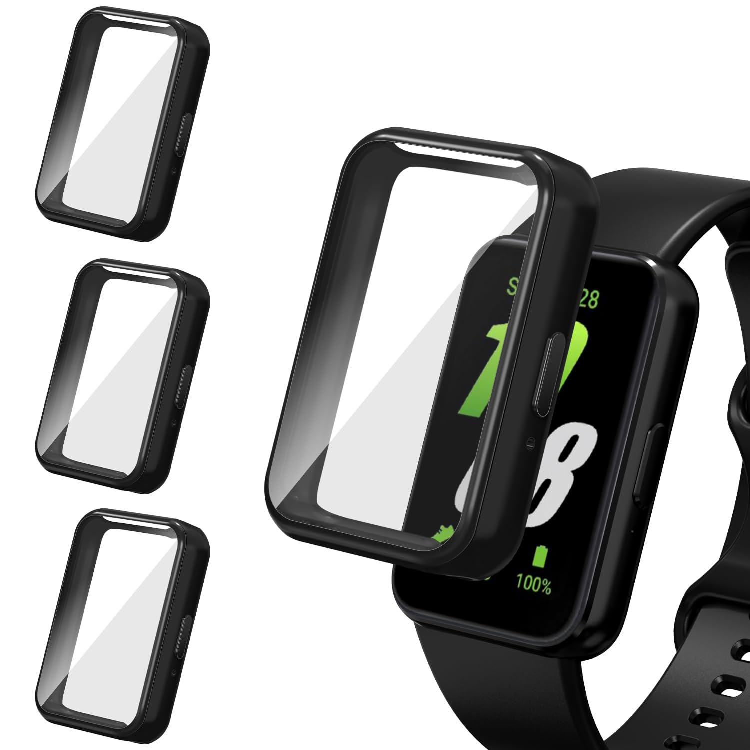 ivoler 3 sztuki etui z folią ochronną do Samsung Galaxy Fit 3, pełne pokrycie, odporne na uderzenia i zarysowania, ultracienkie, miękkie etui ochronne z termoplastycznego poliuretanu (TPU), czarne