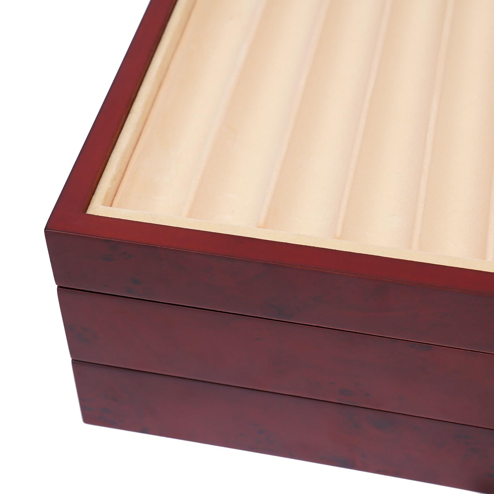 Stiftebox Holz für 34 Füller Stifte Kugelschreiber Federhalter Display Organizer Box mit Glasfenster und 3 Ebene Schubladen Vitrine 31 * 21 * 12,5cm