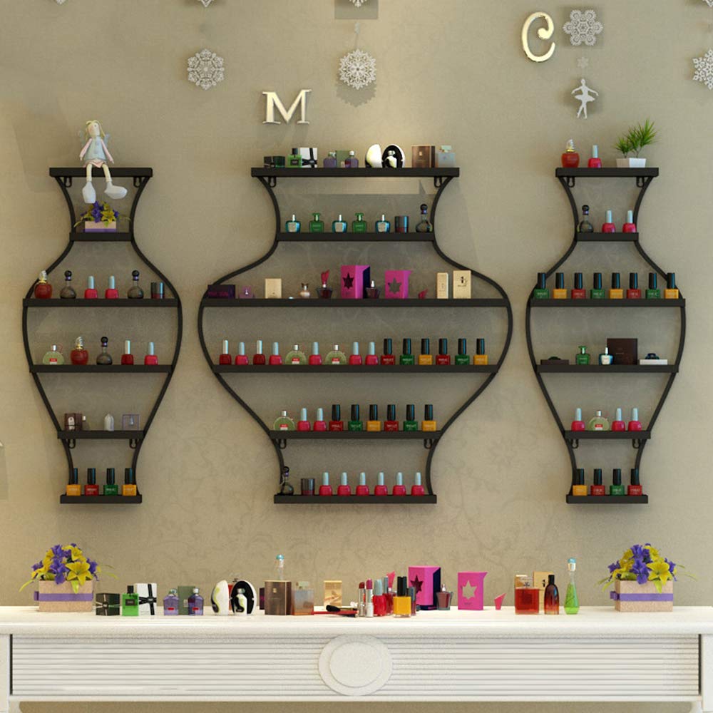 Estante de pared metálico de 5 capas para esmaltes y perfumes