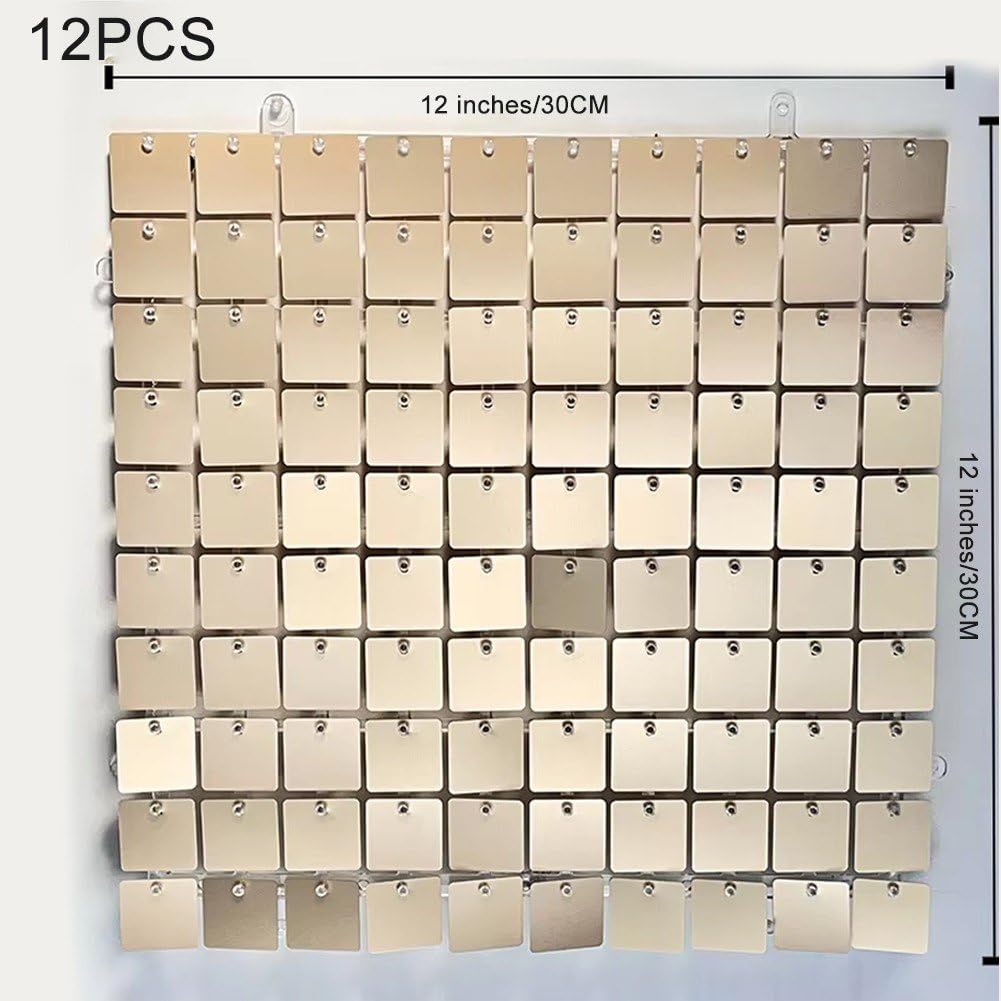 12 sztuk/zestaw tło ścienne jasne złote panele cekinowe tło tło dekoracja imprezowa 30 x 30 cm