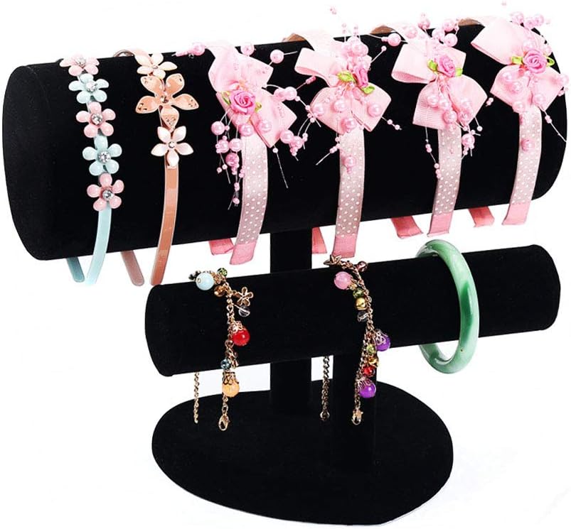 3 Pieces Acrylic Headband Holder Organizer and Hair Scrunchies Display Organizer Clear Headband Display and Hair Accessory Jewelry Organizer for Women and Girl