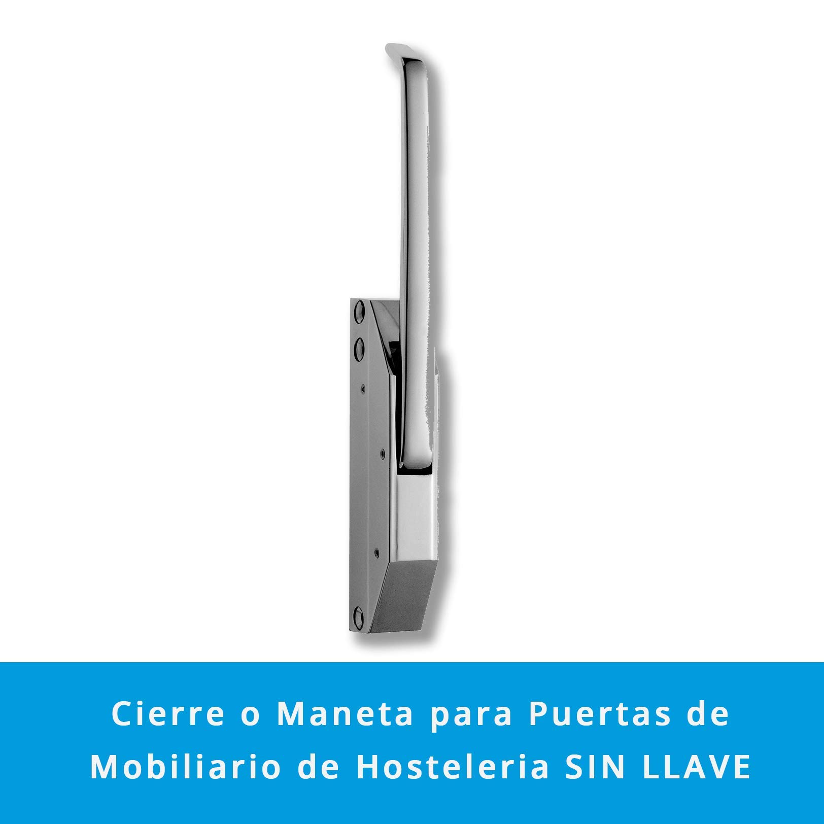 Pack 4 x Cierres Automáticos Verticales Modelo SIN LLAVE Puertas Pequeñas Hostelería | Maneta Nariz Tipo K Epoxi | Fijación Lateral | Intercambiable Derecha e Izquierda | Zamak 5 Cromo Brillo