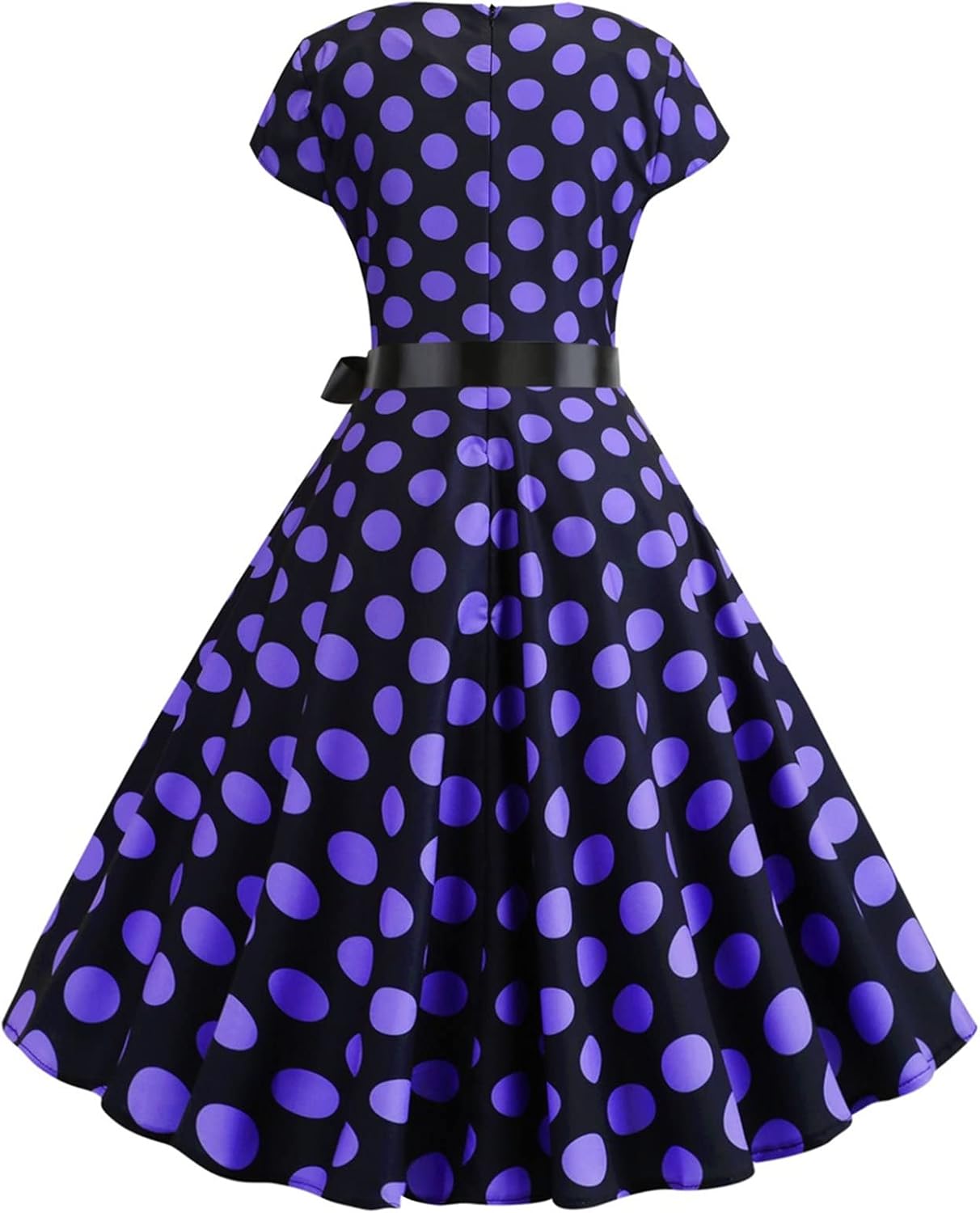 Women's Vintage Cap-Sleeves Dress Polka Dots Prom Swing Cocktail Party Dress Elegant Print Casual Knee-Length Dress