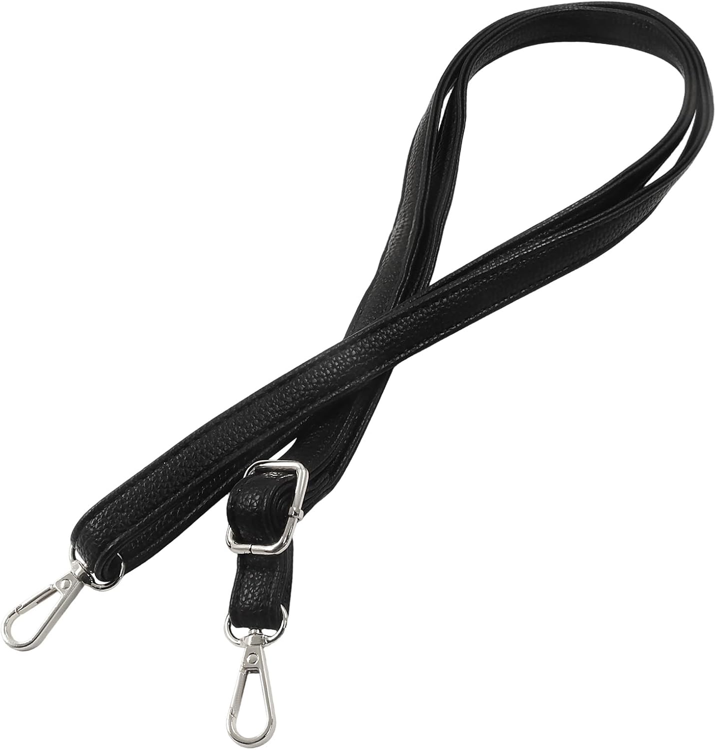 15mm Black Purse Strap Replacement, Silver Buckle