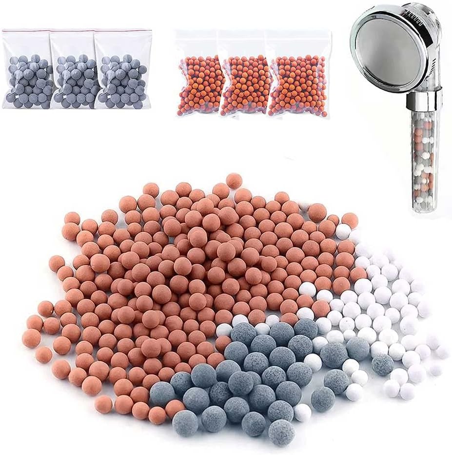12 Packs Replacement Negative Ion Mineral Balls Showerhead Filter Replacement Bio-Active Stone Balance Tourmaline Balls Remove Chlorine Fluoride Impurities and Hard Water