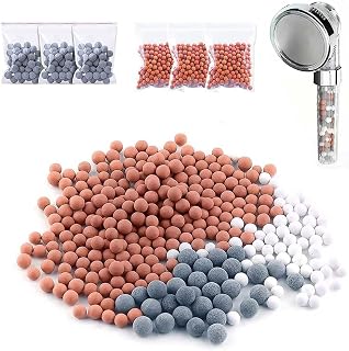 12 Packs Replacement Negative Ion Mineral Balls Showerhead Filter Replacement Bio-Active Stone pH Balance Tourmaline Balls Remove Chlorine Fluoride Impurities and Hard Water