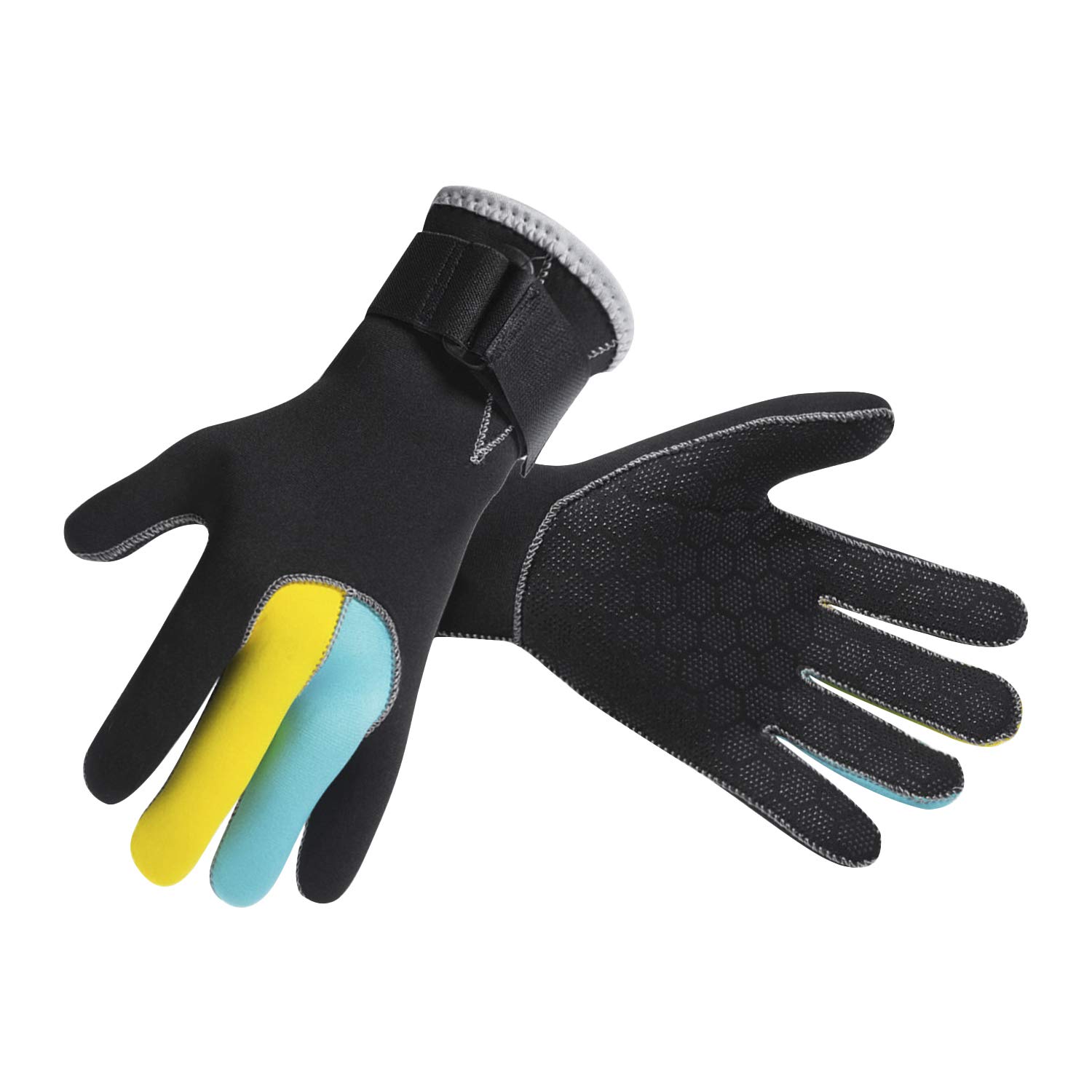 BXT 3mm Neoprene Wetsuit Gloves Men Women Thermal Anti-Slip Scuba Diving Gloves Water Snorkeling Gloves Adult Stretchy Flexible Five Finger Surfing Glove for Spearfishing Paddling Kayaking Swimming