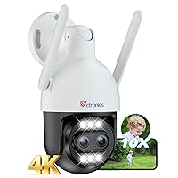Ctronics [Zoom Ibrido 10X 4K Telecamera Wi-Fi Esterno Metallo