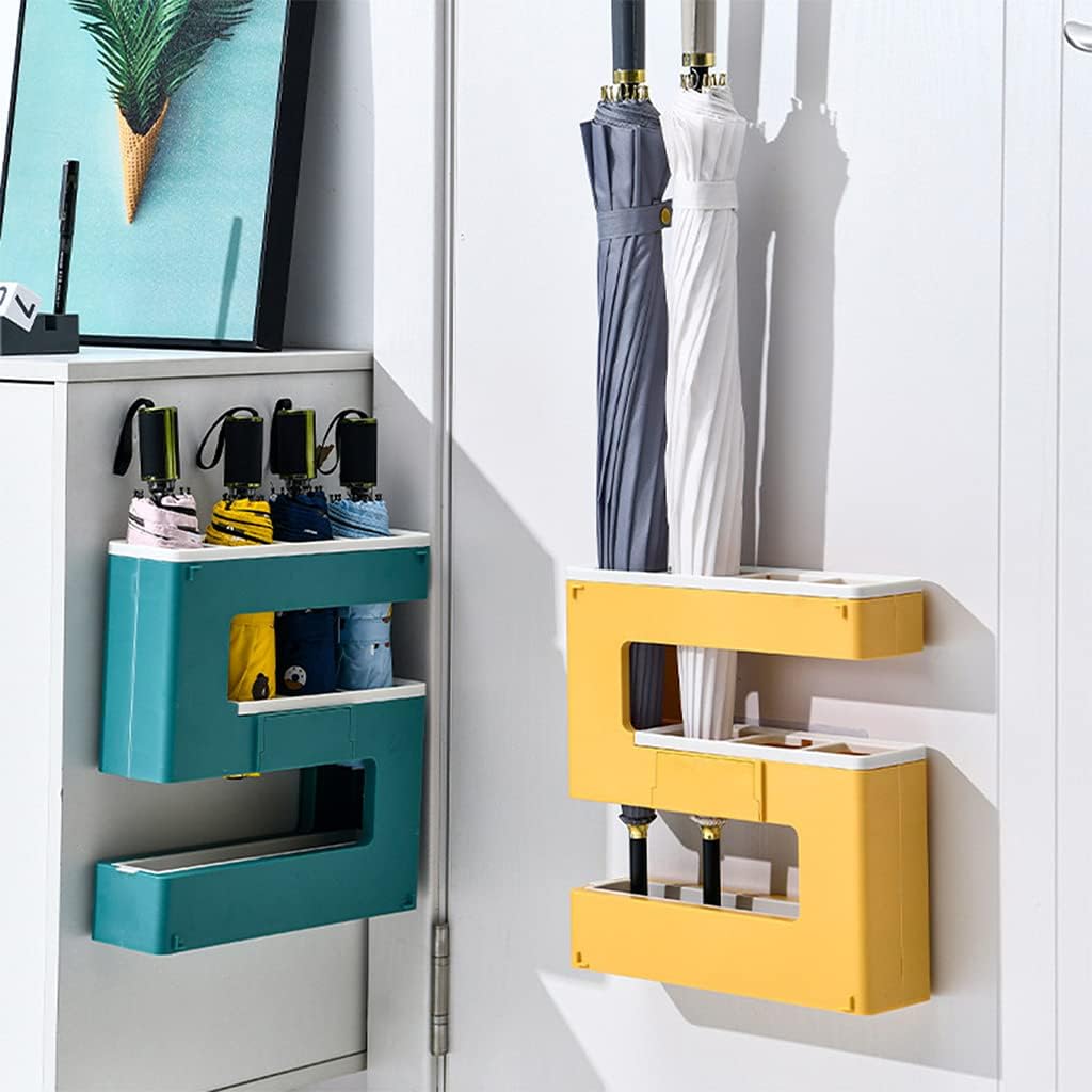 Wall Mount Umbrella Holder, No Drill Adhesive Shade Storage Rack, Drip Tray For Patio, Balcony And Entryway