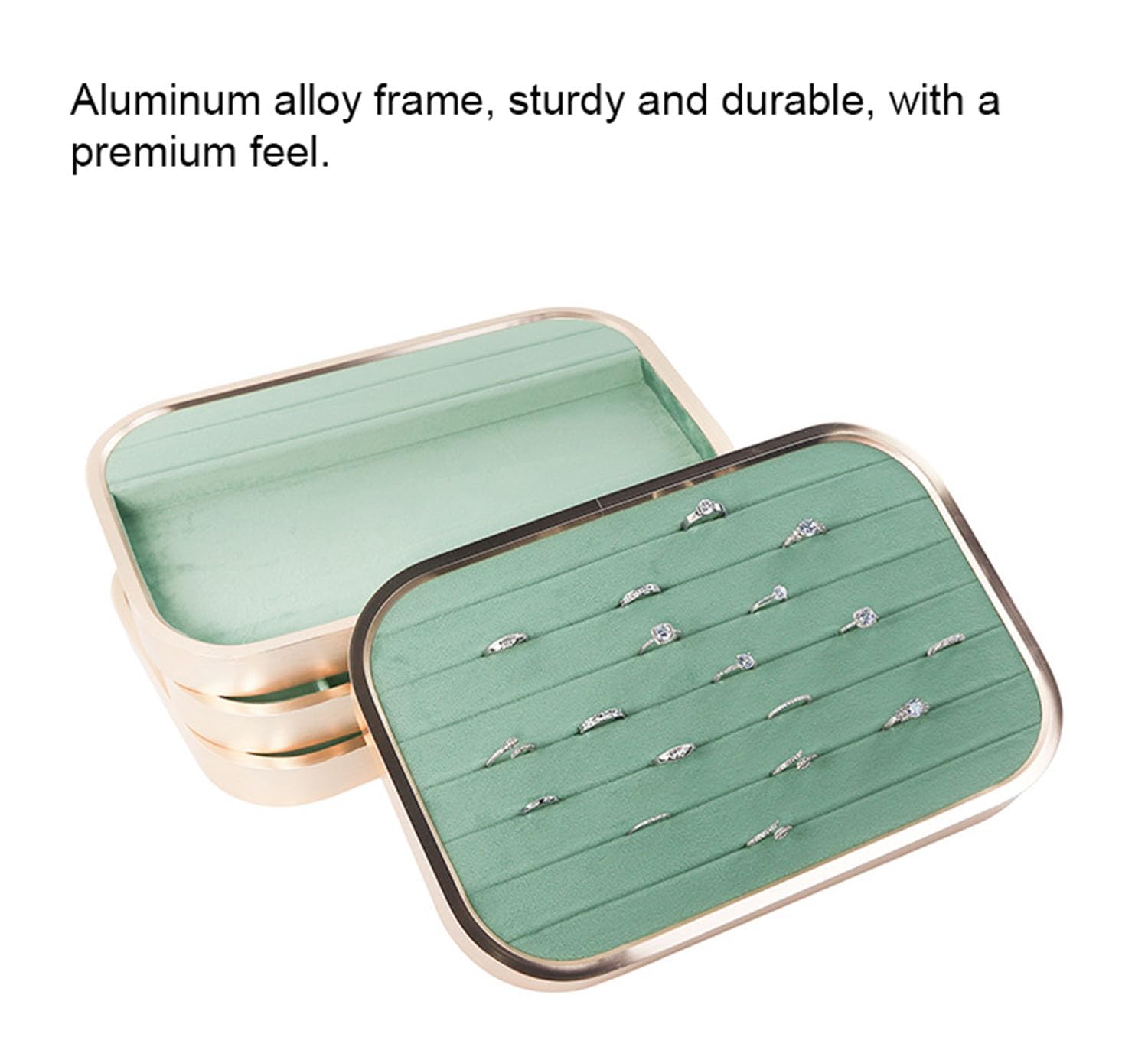 Vassoio organizer per gioielli, elegante vassoio impilabile esporre anelli | Espositore in lega di alluminio, ideale per cassetti, corridoi e comodini