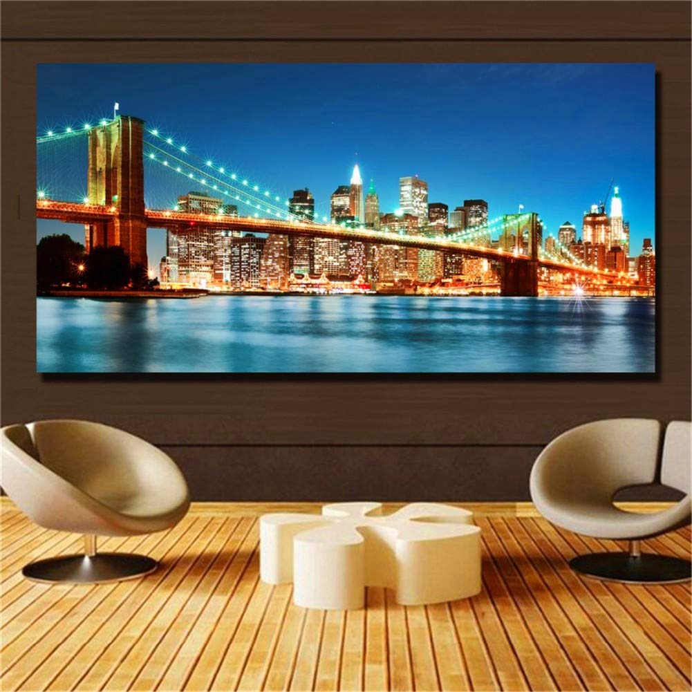 5D "zrób to sam" malarstwo diamentowe dla dorosłych, kompletny most Nowego Jorku, 60 x 120 cm, diamentowy obraz, kryształ, stras, haft krzyżykowy, zestaw do haftu, duży diament, sztuka rzemiosło, dekoracja ścienna
