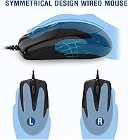 Vista 5 de EDJO - Combo de teclado y mouse con cable, teclado ergonómico de tamaño completo para computadora con reposamanos y mouse óptico con cable