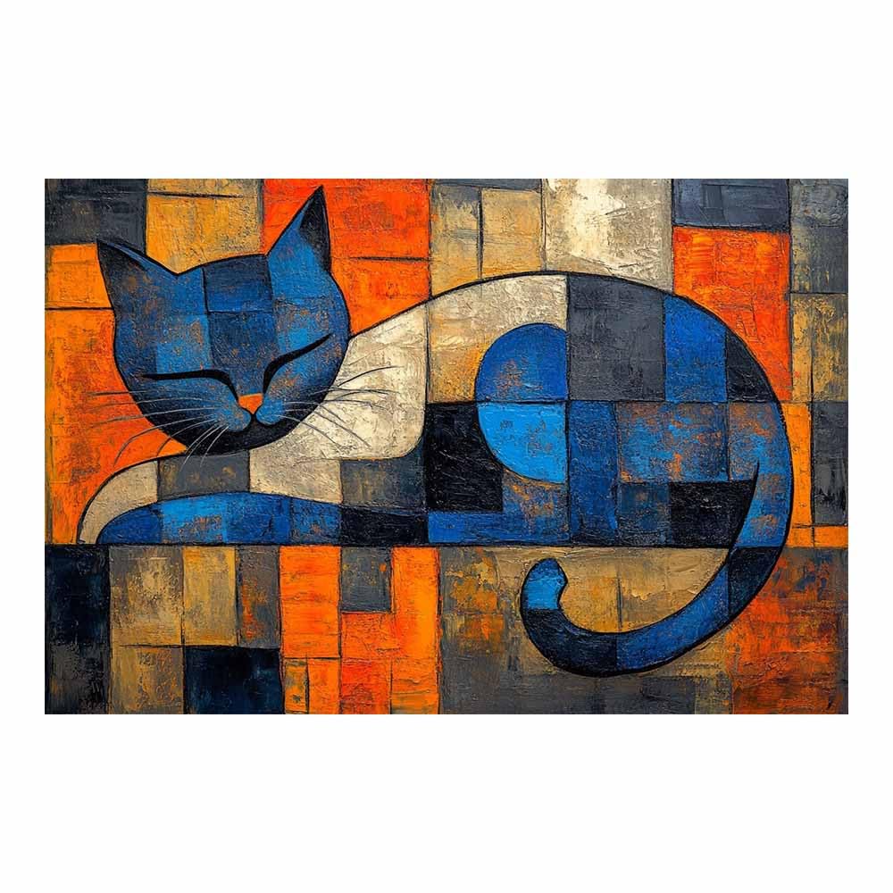 JOSUE Colourful Animal Canvas Wall Art Funny Painting Home Decor Wall Poster Print Wall Artwork Living Room Picture(Blue 43)-50x70cm Unframed