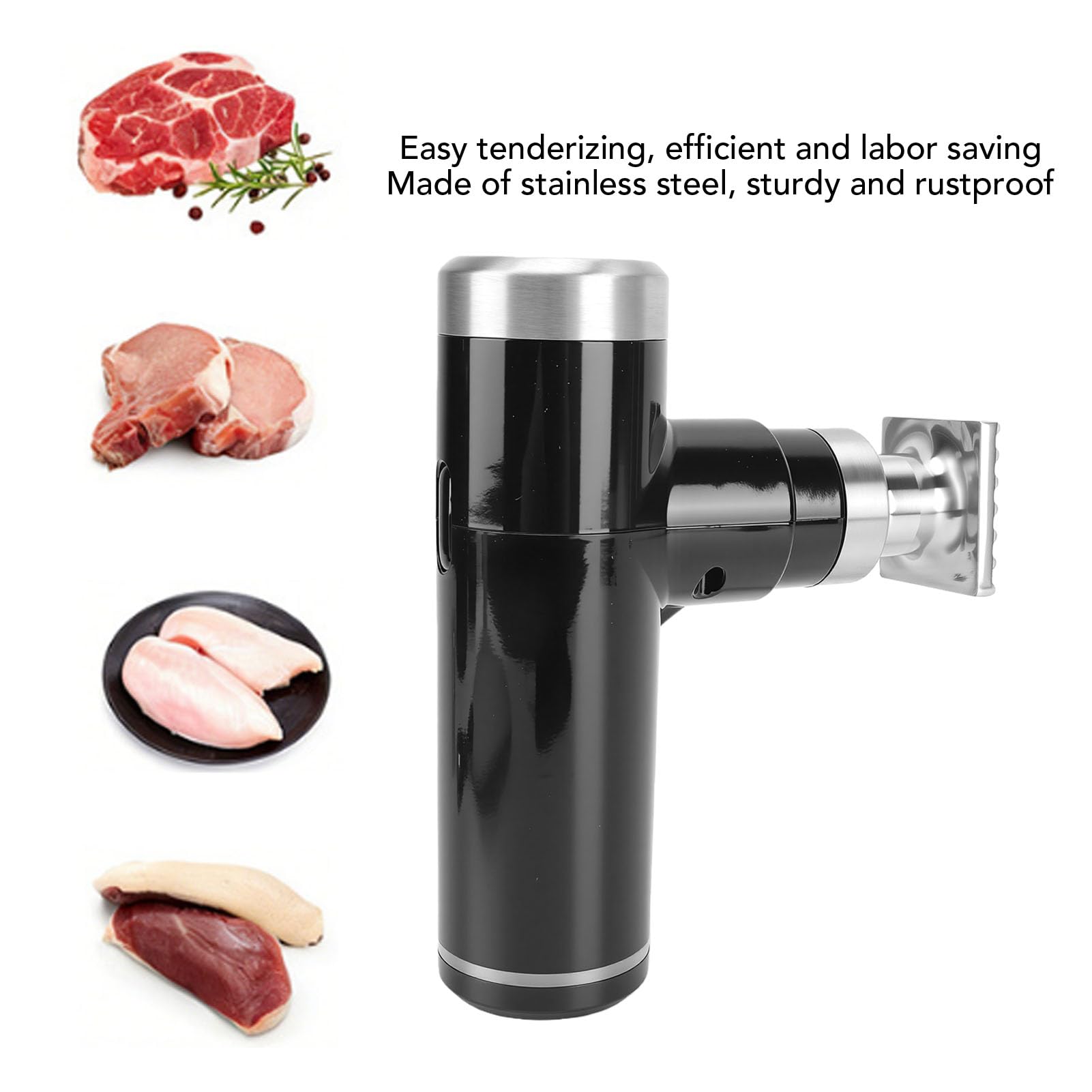 ciciglow Herramienta Eléctrica para Ablandar Carne, Herramienta Portátil para Ablandar Carne Recargable de Acero Inoxidable, Máquina Ablandadora de de Usos Múltiples para Co