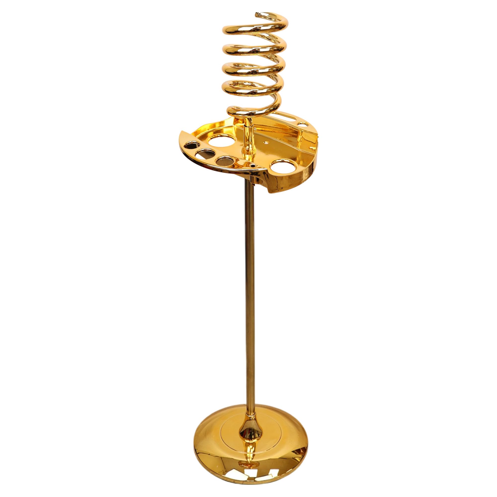Eson Gold Hair Dryer Stand Spiral Holder With Tray, Hairdryer Holder, Free Standing Spiral Hair Dryer Holder Acrylic, Beauty Salon Barbershop Countertop Blow Dryer (Gold)