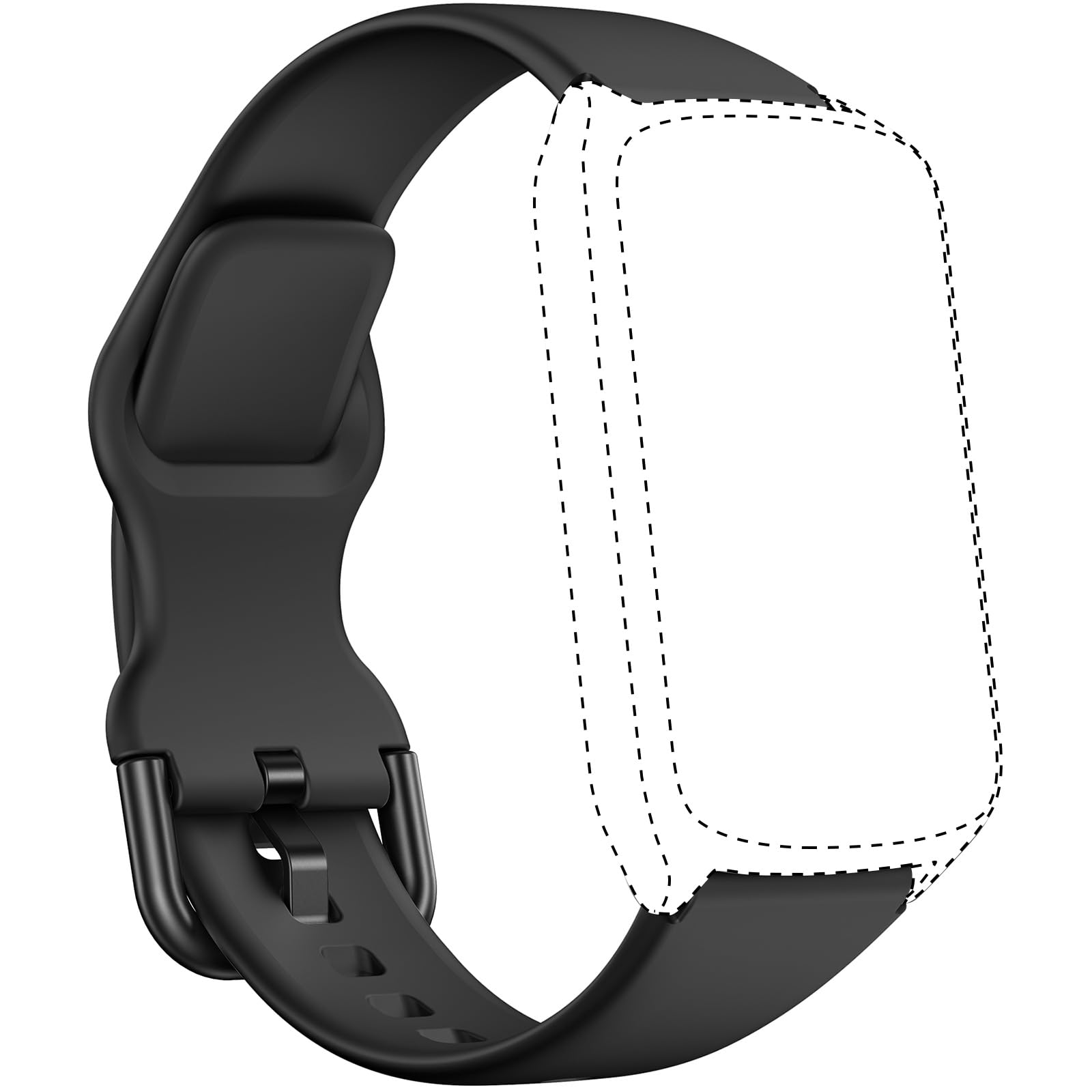 Amzhero Fitness Tracker band 16MM for D26，Soft Silicone Replacement Sport Accessory Strap Wristband black, Large