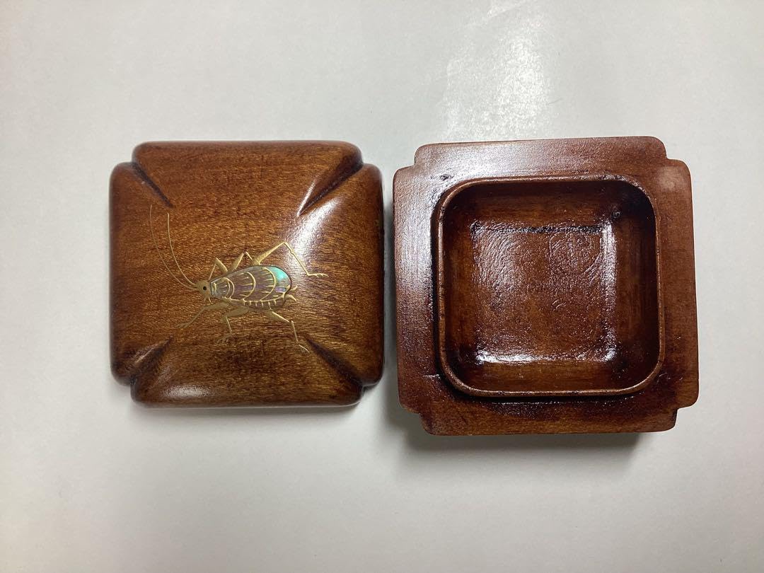 Amazon.co.jp: 茶道具 古物品 香合 虫に花籠 木地 新井司峰