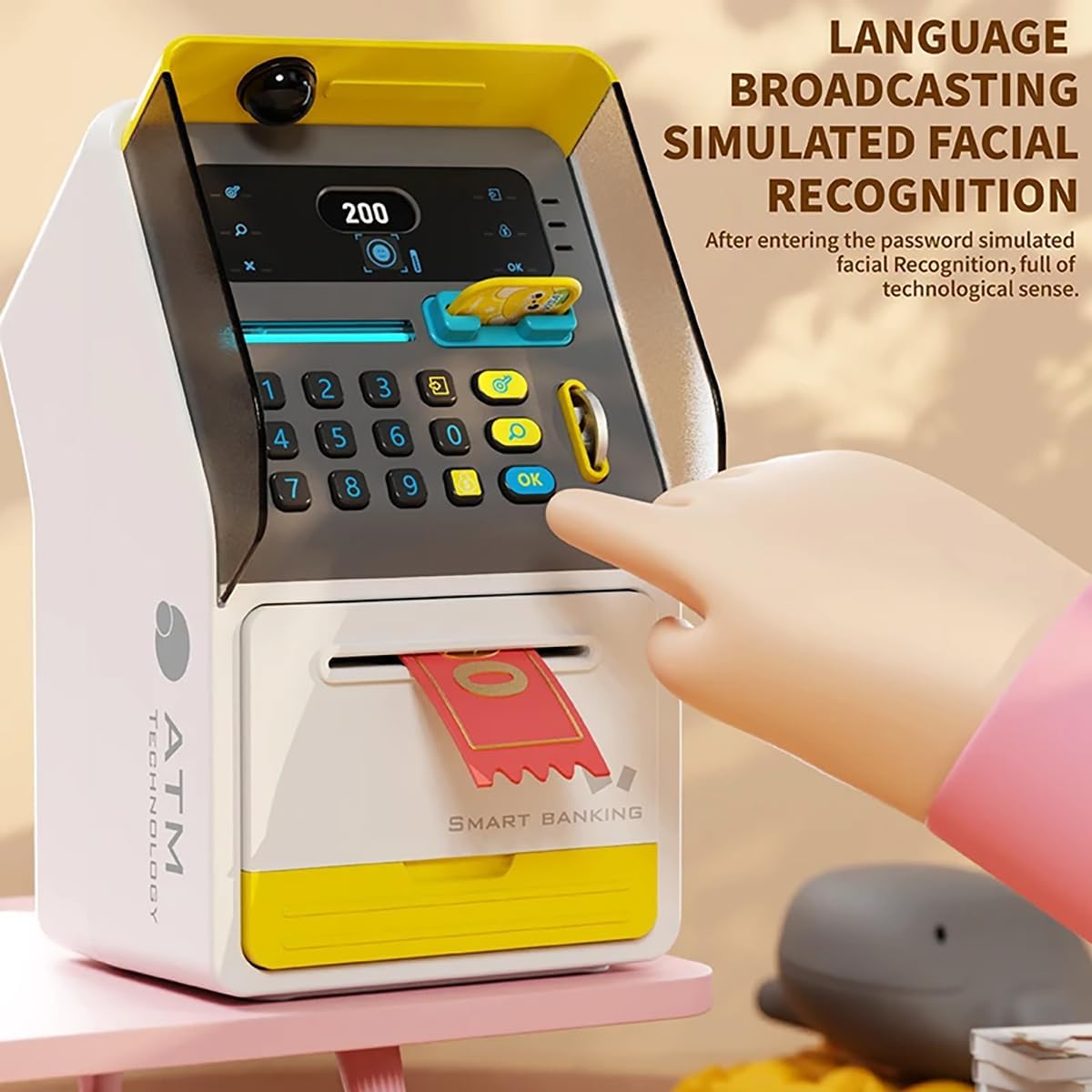 Magicwand FACE Recognition Musical Money Safe Kids Piggy Savings Bank with Personal ATM Card【Yellow】【Pack of 1】 — Amazon image 8