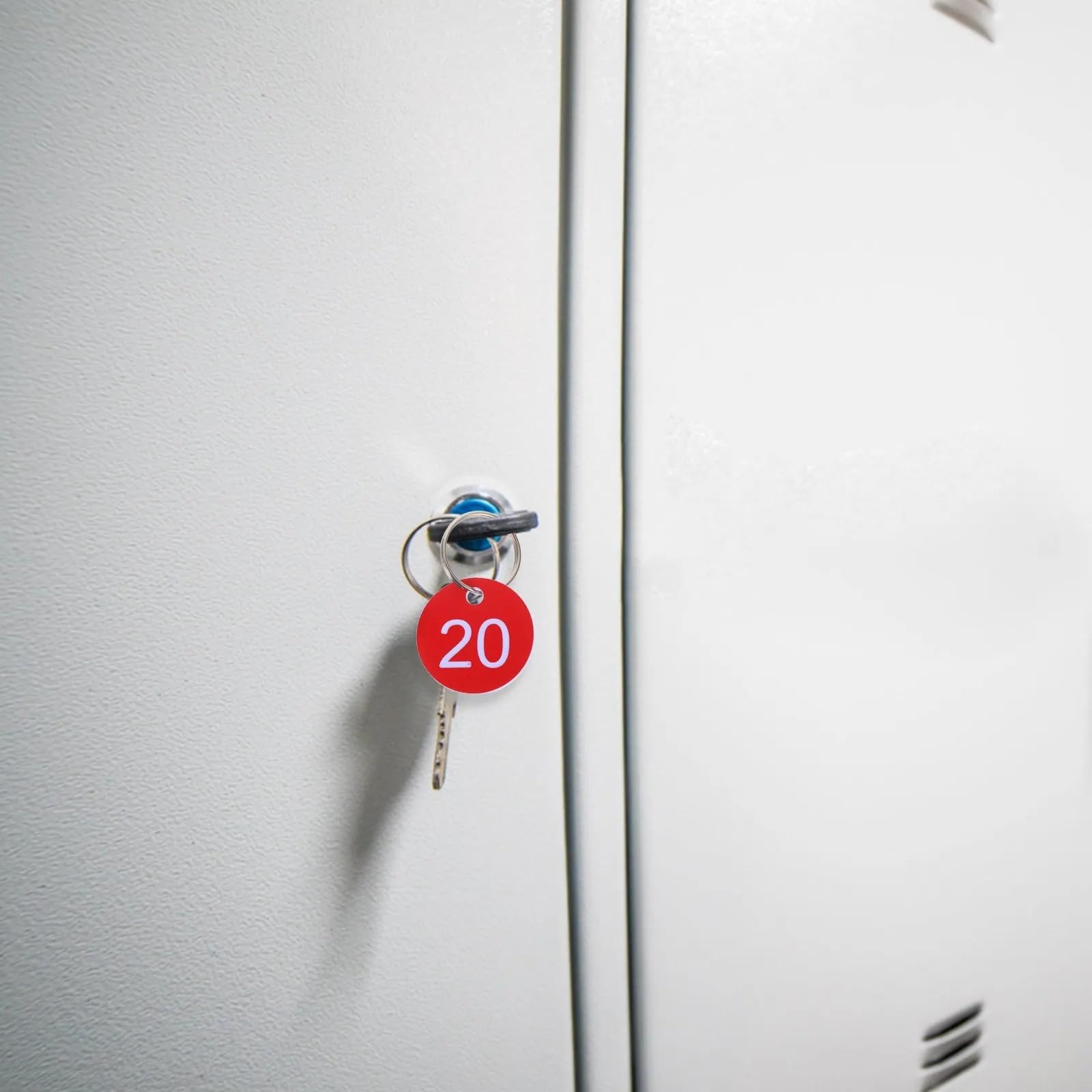 Targhette in plastica con numero identificativo, 40 pezzi, in metallo, chiave rotonda da 1 a 20, con anello diviso, per gestione organizzata in ambienti umidi umidi, per ufficio, hotel, cassetta